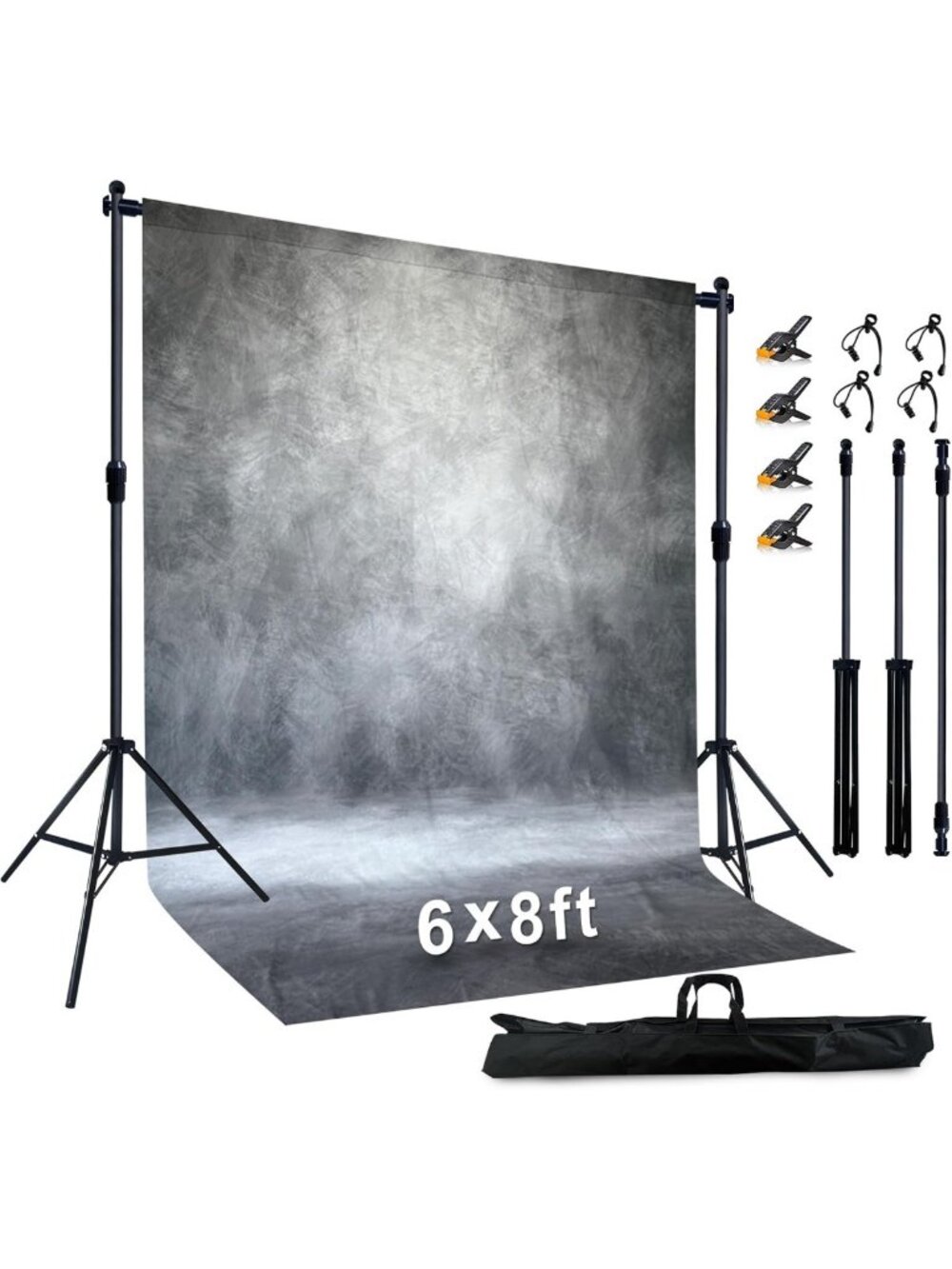 6x8 ft Abstract Grey Photo Backdrop Stand for Photography & Events